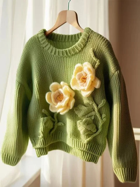 Flower Vintage Knitted Sweaters Women 