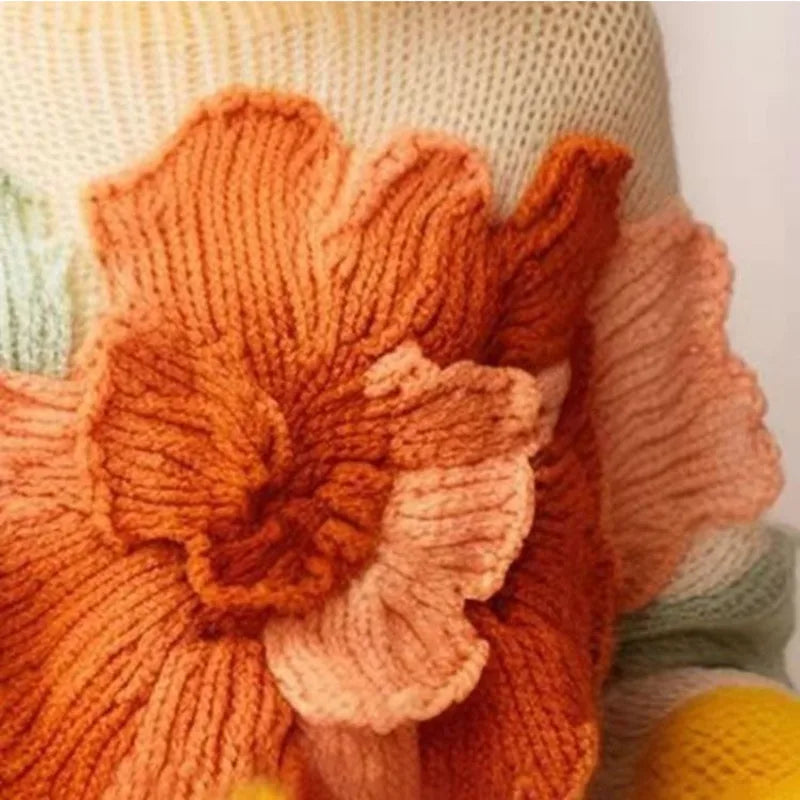 Flower Vintage Knitted Sweaters Women 