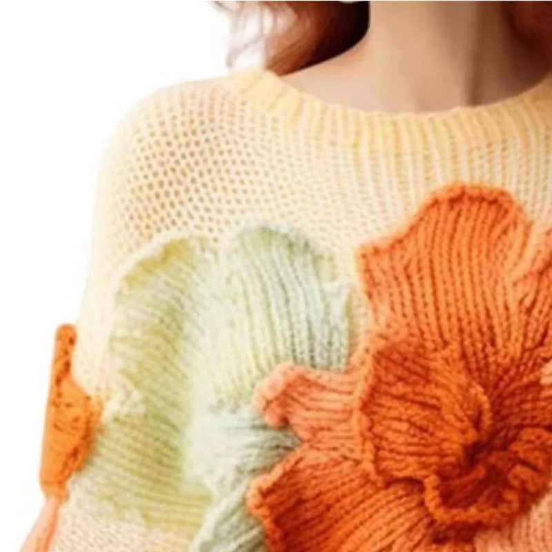 Flower Vintage Knitted Sweaters Women 